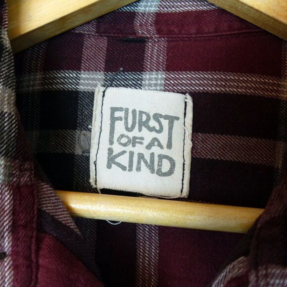 Furst of A Kind Shirt L/XL Plaid Flannel Dragon Satin Sleeves Mixed Media Button - Picture 9 of 15